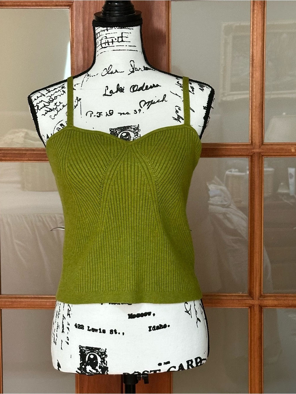 Wild Fable Olive Green Ribbed Knit Cami top (L)